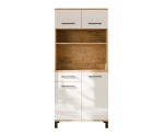 Moderner Barschrank 80 cm für Esszimmer, Küchenbuffet, Küchenschrank, weiß glänzend / Eiche Lancelot, PERY 4