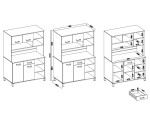 Funktionales Küchenbuffet 120 cm, Küchenschrank, Barschrank, Kaschmir / Eiche Artisan, PERY 3