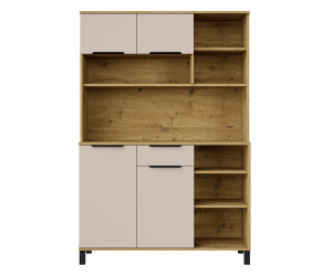 Funktionales Küchenbuffet 120 cm, Küchenschrank, Barschrank, Kaschmir / Eiche Artisan, PERY 3