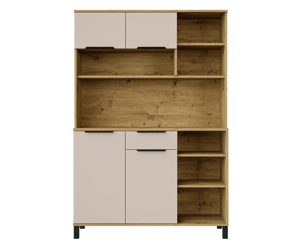 Funktionales Küchenbuffet 120 cm, Küchenschrank, Barschrank, Kaschmir / Eiche Artisan, PERY 3