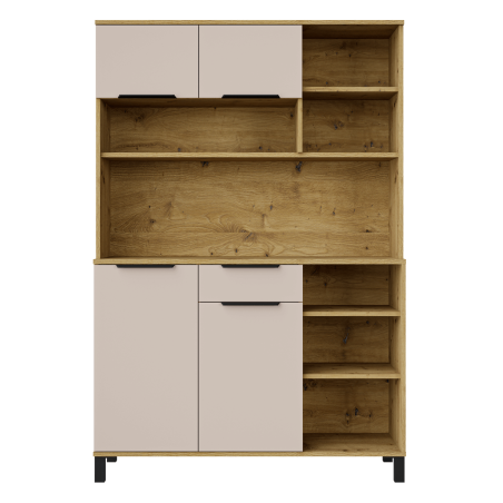 Funktionales Küchenbuffet 120 cm, Küchenschrank, Barschrank, Kaschmir / Eiche Artisan, PERY 3