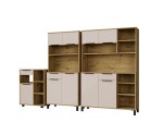 Küchenschrank 70 cm auf Rollen, Küchenwagen, Beistelltisch, Kaschmir / Eiche Artisan, PERY 3