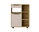 Küchenschrank 70 cm auf Rollen, Küchenwagen, Beistelltisch, Kaschmir / Eiche Artisan, PERY 3