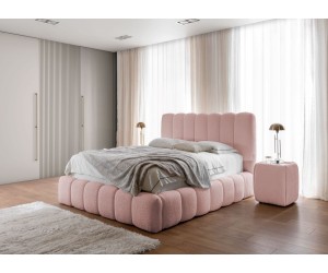 Doppelbett 120x200 cm mit Bettkasten, vertikaler Steppung am Kopfteil und Bettrahmen, Bubble Bett, PRATO T8