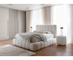 Großes Bett 200x200 cm mit Bettkasten, vertikaler Steppung am Kopfteil und Bettrahmen, Bubble Bett, PRATO T8