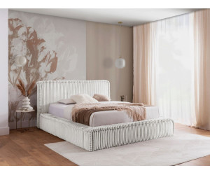 Designer-Bett 180x200 cm, Polsterbett mit Lattenrost und Bettkasten, Stoff VITO Cord mit breiten Rippen, PRATO T9