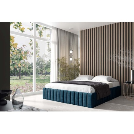 Polsterbett 120x200 cm, Ehebett mit Bettkasten, ohne Kopfteil, Gleitfüße, PRATO T10