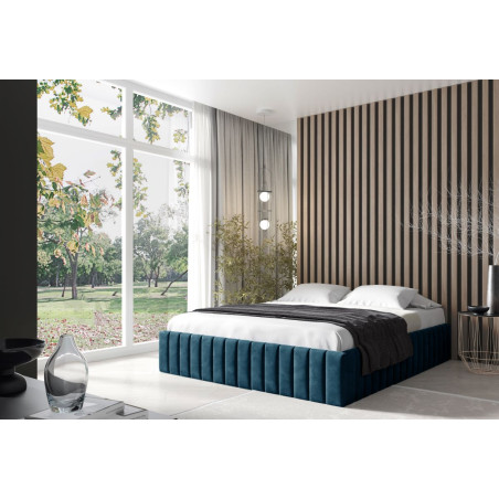 Doppelbett 140x200 cm für Dachschräge, Ehebett mit Bettkasten ohne Kopfteil, Gleitfüße, PRATO T10