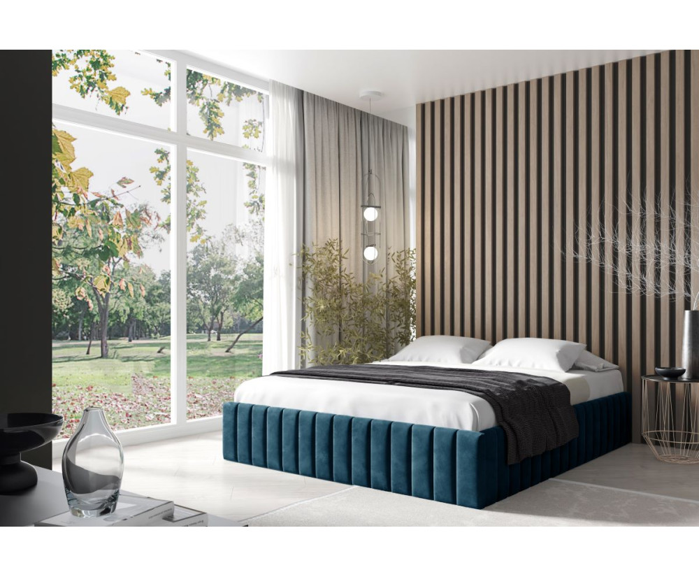 Modernes Bett 200x200 cm, Ehebett ohne Kopfteil für die Wand mit Paneelen, ideal für Dachschräge, PRATO T10