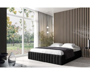 Modernes Bett 200x200 cm, Ehebett ohne Kopfteil für die Wand mit Paneelen, Gleitfüße, PRATO T10