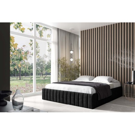 Modernes Bett 200x200 cm, Ehebett ohne Kopfteil für die Wand mit Paneelen, ideal für Dachschräge, PRATO T10