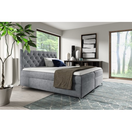 Stilvolles Boxspringbett 180x200 cm, Ehebett mit Matratze, Kopfteil CHESTERFIELD, PRATO K9