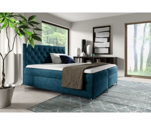 Designer-Bett 200x200 cm, Boxspringbett mit Bettkasten, Kopfteil CHESTERFIELD, PRATO K9