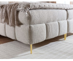Boxspringbett 160x200 cm, Ehebett mit Matratze und Topper, dekorative Steppung, goldene Füße, PRATO K30