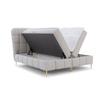 Boxspringbett 160x200 cm, Ehebett mit Matratze und Topper, dekorative Steppung, goldene Füße, PRATO K30