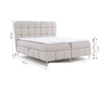 Boxspringbett 160x200 cm, Ehebett mit Matratze und Topper, dekorative Steppung, goldene Füße, PRATO K30