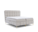 Boxspringbett 160x200 cm, Ehebett mit Matratze und Topper, dekorative Steppung, goldene Füße, PRATO K30