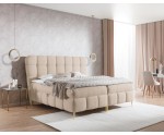 Kontinentalbett 180x200 cm, Ehebett mit Matratze und Topper, dekorative Steppung, goldene Füße, PRATO K30