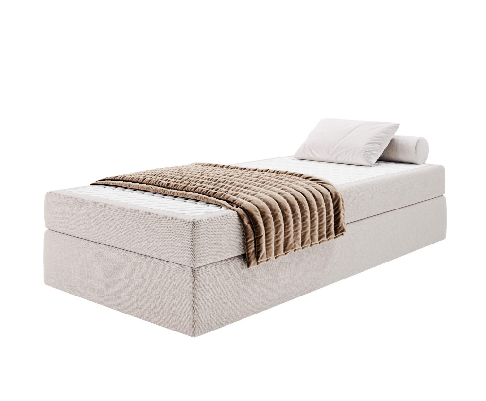 Hotelbett 80x200 cm mit Matratze, Einzelbett ohne Bettkasten, Gleitfüße, HAMPTON 2