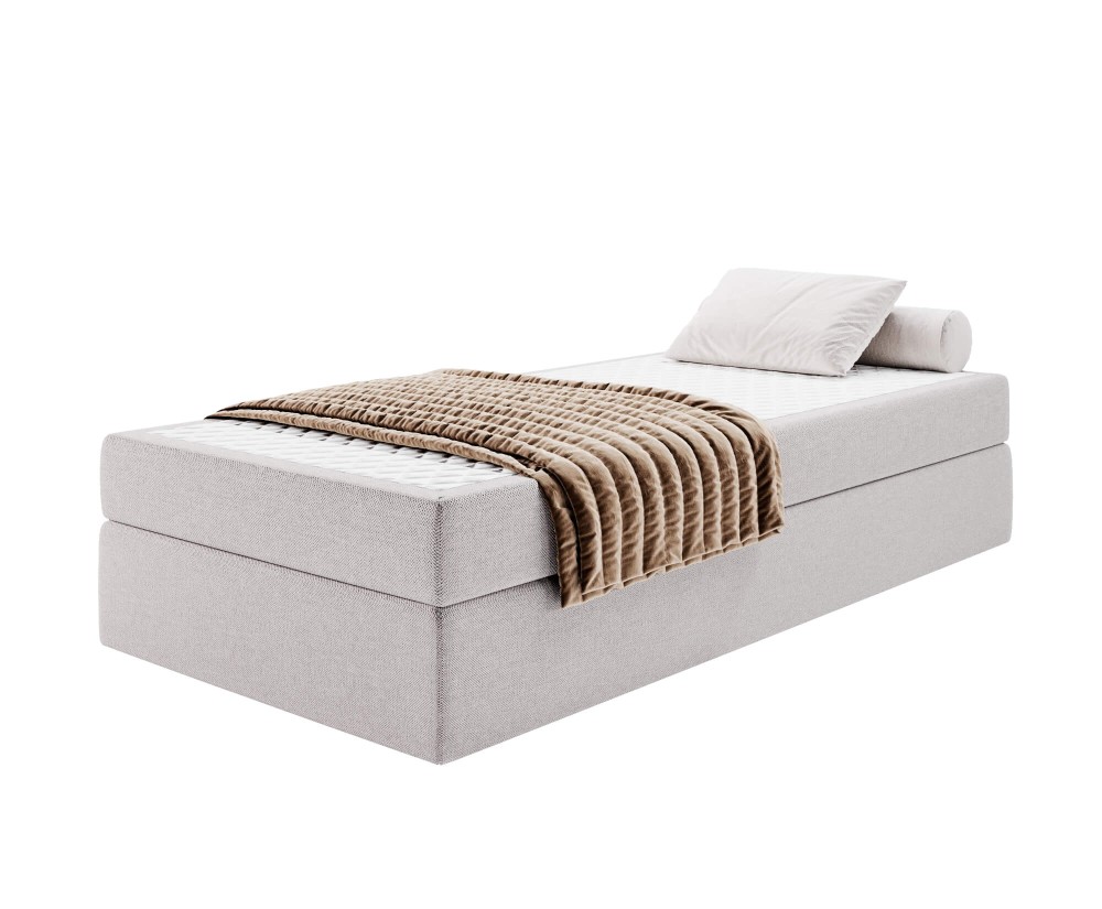 Hotelbett 80x200 cm mit Matratze, Einzelbett ohne Bettkasten, Gleitfüße, HAMPTON 2