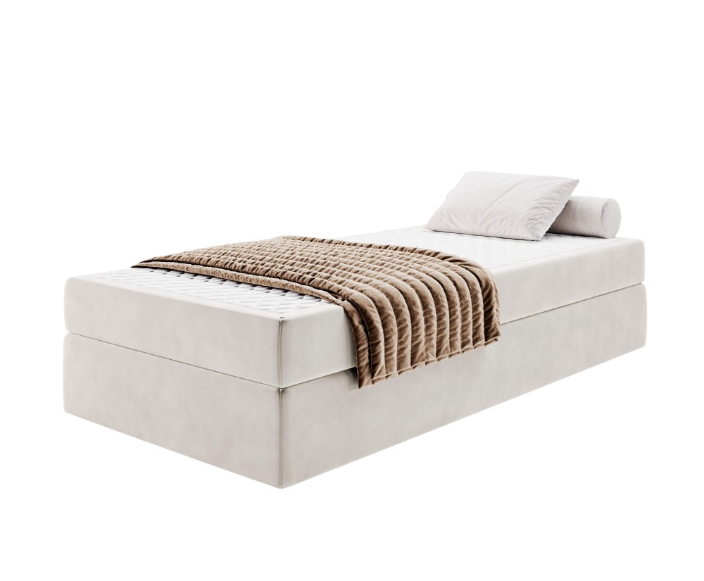 Hotelbett 80x200 cm mit Matratze, Einzelbett ohne Bettkasten, Gleitfüße, HAMPTON 2
