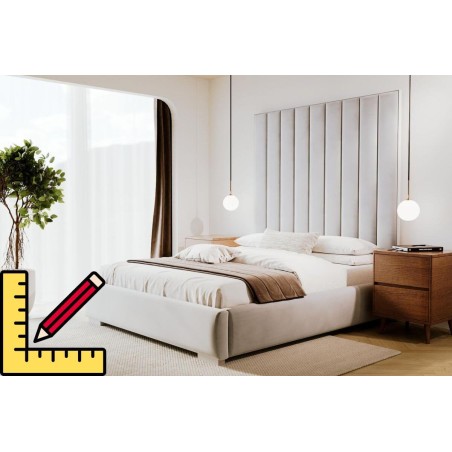 PRESTIGE 02 Modernes Polsterbett mit hohem Kopfteil maßgefertigt, Kopfteil mit vertikalen Nähten