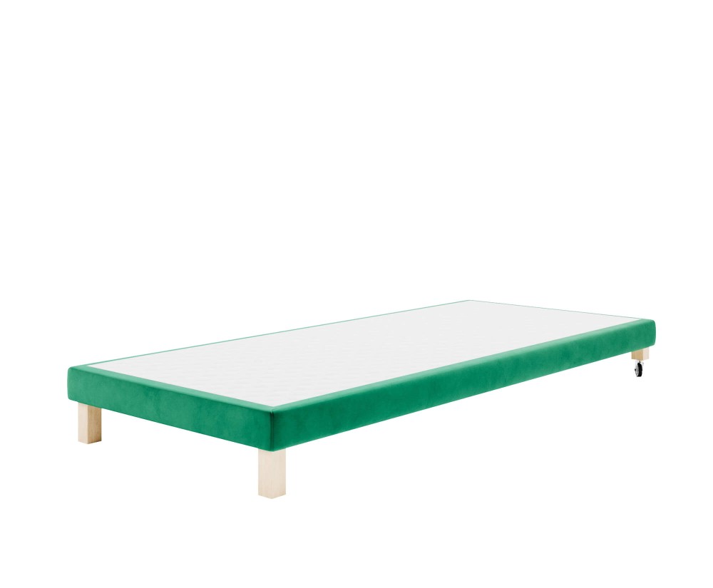 Gepolsterte Bettbasis 90x200 cm auf hellen Füßen für Hotelbetten, Bettrahmen mit Anti-Rutsch-Stoff, HILTON 4 Gepolsterte Bettbasis 90x200 cm auf hellen Füßen für Hotelbetten, Bettrahmen mit Anti-Rutsch-Stoff, HILTON 4