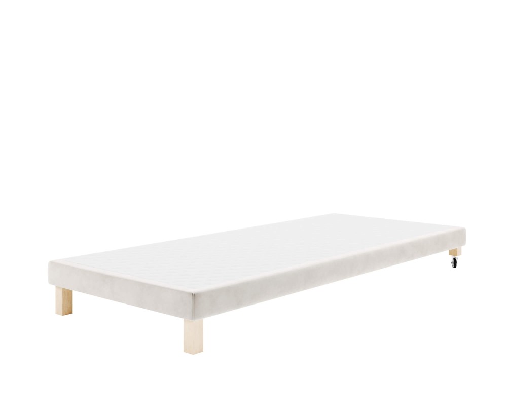 Gepolsterte Bettbasis 90x200 cm auf hellen Füßen für Hotelbetten, Bettrahmen mit Anti-Rutsch-Stoff, HILTON 4 Gepolsterte Bettbasis 90x200 cm auf hellen Füßen für Hotelbetten, Bettrahmen mit Anti-Rutsch-Stoff, HILTON 4