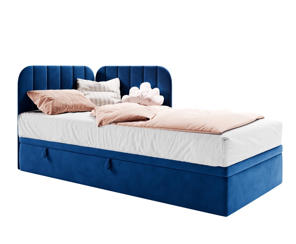 Polsterbett 80x180 cm mit Bettkasten, Eckbett universal, Jugendbett, KEVIN 2R