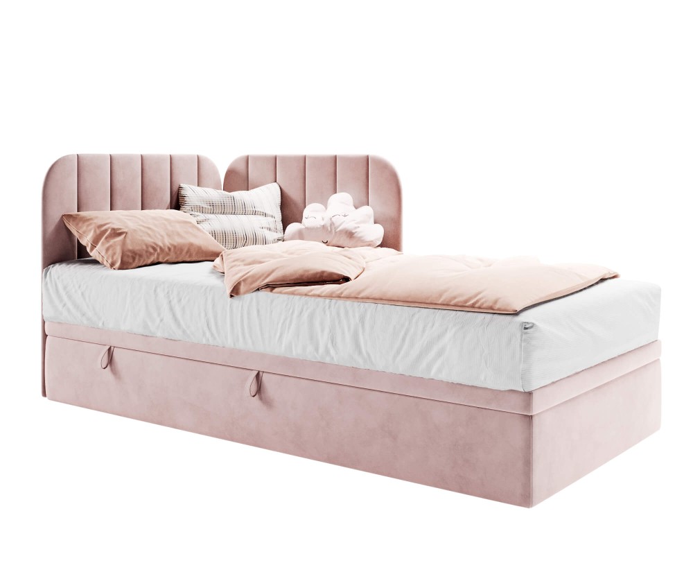 Polsterbett 80x180 cm mit Bettkasten, Eckbett universal, Jugendbett, KEVIN 2R