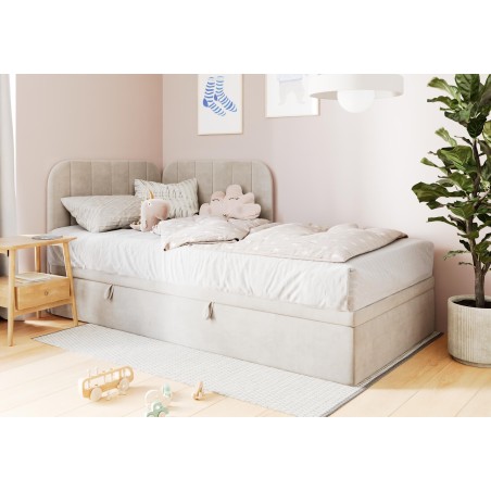 KEVIN 2R Polsterbett 80x180 cm mit Bettkasten, Eckbett universal, Jugendbett