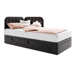 Einzelbett 90x200 cm mit Bettkasten, gepolstertes Eckbett universal, KEVIN 2R