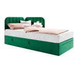 Einzelbett 90x200 cm mit Bettkasten, gepolstertes Eckbett universal, KEVIN 2R