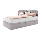Einzelbett 90x200 cm mit Bettkasten, gepolstertes Eckbett universal, KEVIN 2R