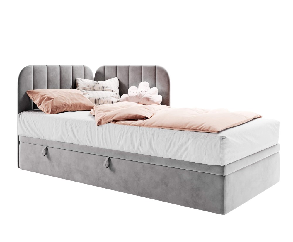 Praktisches Bett 100x200 cm mit Bettkasten, gepolstertes Eckbett universal, KEVIN 2R