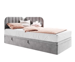 KEVIN 2R Einzelbett 90x200 cm mit Bettkasten, gepolstertes Eckbett universal