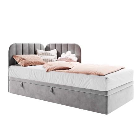 KEVIN 2R Einzelbett 90x200 cm mit Bettkasten, gepolstertes Eckbett universal