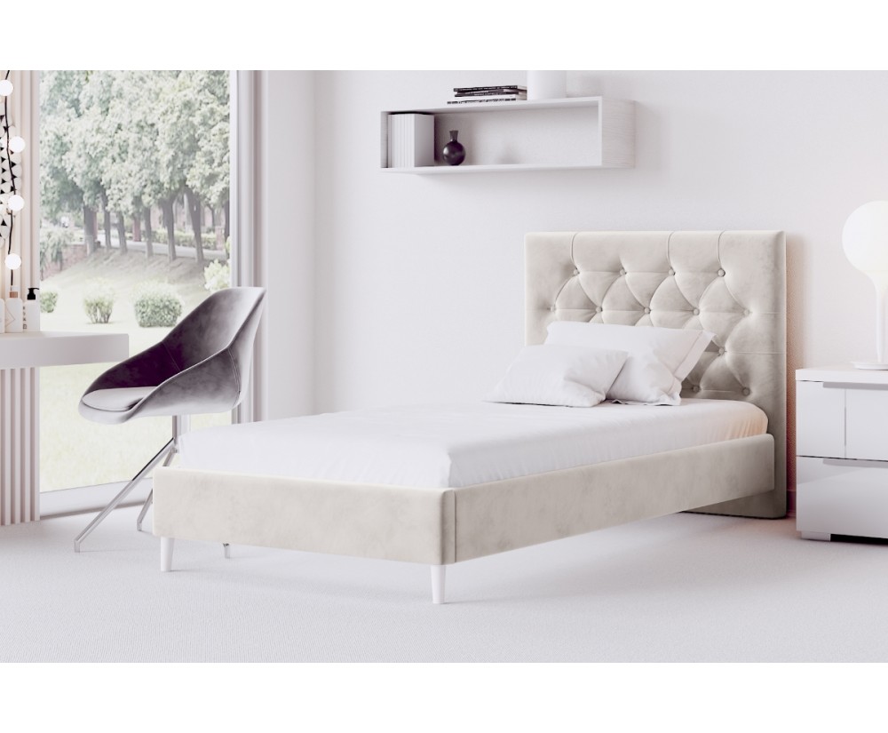 Polsterbett, Einzelbett, Kopfteil gesteppt mit Knöpfen, ohne Bettkasten, JASMINA