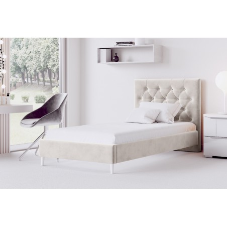 Polsterbett, Einzelbett, Kopfteil gesteppt mit Knöpfen, ohne Bettkasten, JASMINA