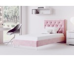Elegantes Polsterbett mit gestepptem Kopfteil ohne Bettkasten, Einzelbett JASMINA