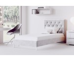 Elegantes Polsterbett mit gestepptem Kopfteil ohne Bettkasten, Einzelbett JASMINA