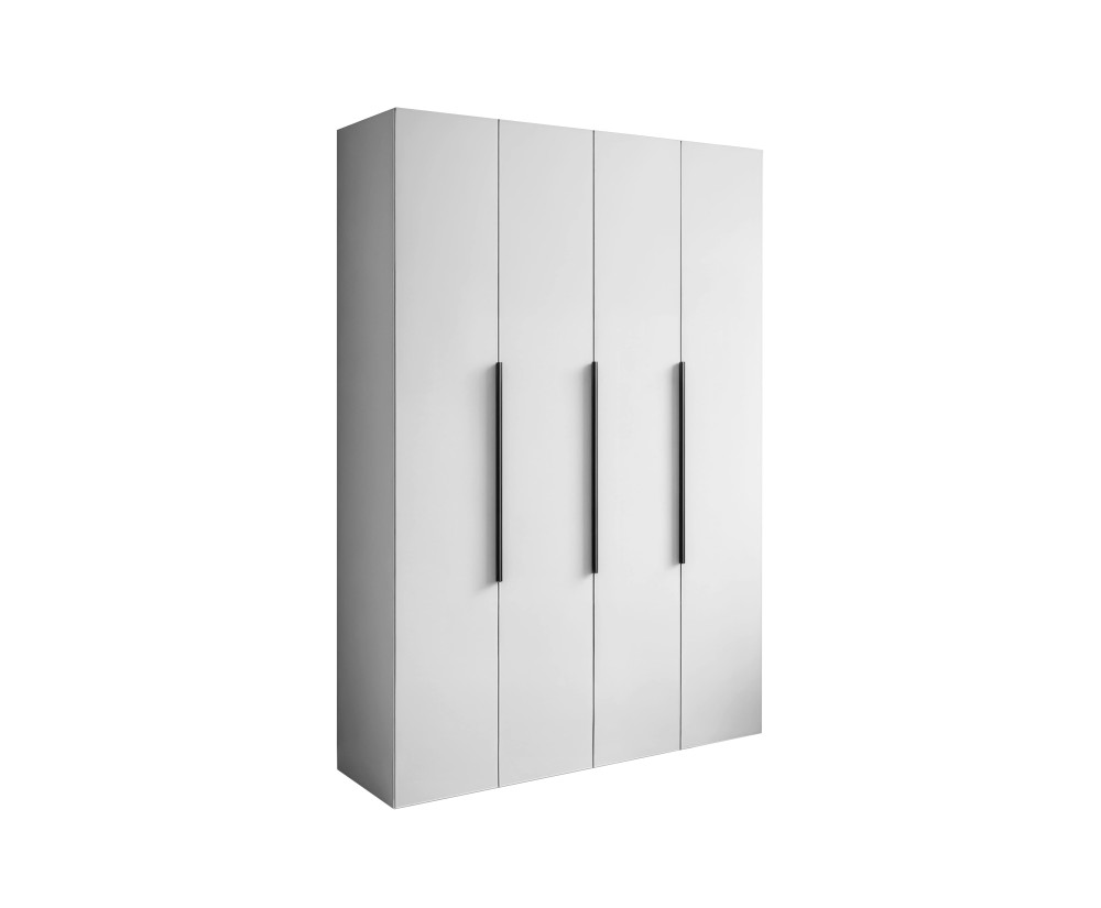 Moderner Kleiderschrank 160 cm weiß mit schwarzen Details, Garderobenschrank 4-türig, ARTEO 1