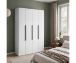 Moderner Kleiderschrank 160 cm weiß mit schwarzen Details, Garderobenschrank 4-türig, ARTEO 1