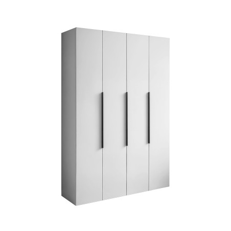 ARTEO 1 Weißer Kleiderschrank 180 cm mit schwarzen Details, 4-türig, Schlafzimmerschrank