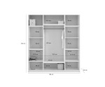 Eleganter Kleiderschrank 160 cm, 4-türig, Grau glänzend mit schwarzen Details, Garderobenschrank, ARTEO 2