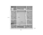 Moderner Kleiderschrank 180 cm, 4-türig, Grau glänzend mit schwarzen Details, Drehtürenschrank, ARTEO 2 
