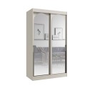 Moderner Schiebetürenschrank 120 cm, 2-türig, mit Spiegelfronten, Garderobenschrank, Kaschmir, MODINO