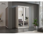 Moderner Schiebetürenschrank 120 cm, 2-türig, mit Spiegelfronten, Garderobenschrank, Kaschmir, MODINO