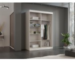 Moderner Schlafzimmerschrank 150 cm, 2-türig, mit Spiegelfronten, Schwebetürenschrank, Kaschmir, MODINO