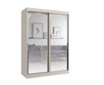 Moderner Schlafzimmerschrank 150 cm, 2-türig, mit Spiegelfronten, Schwebetürenschrank, Kaschmir, MODINO